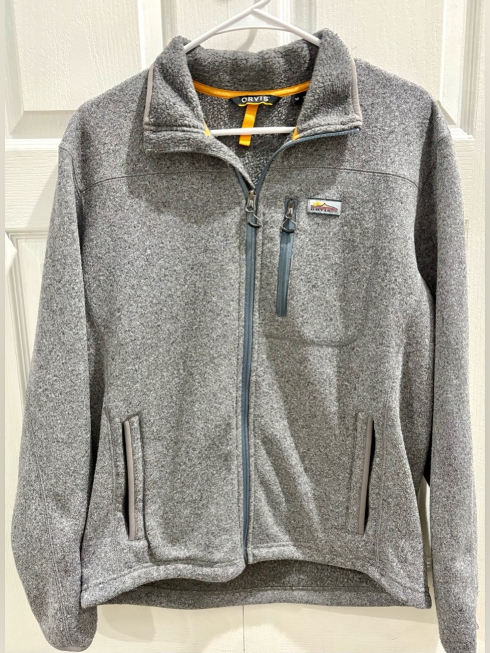 Orvis Men’s Fleece Jacket Full Zip Gray Sweater Knit Lightweight Size [M]